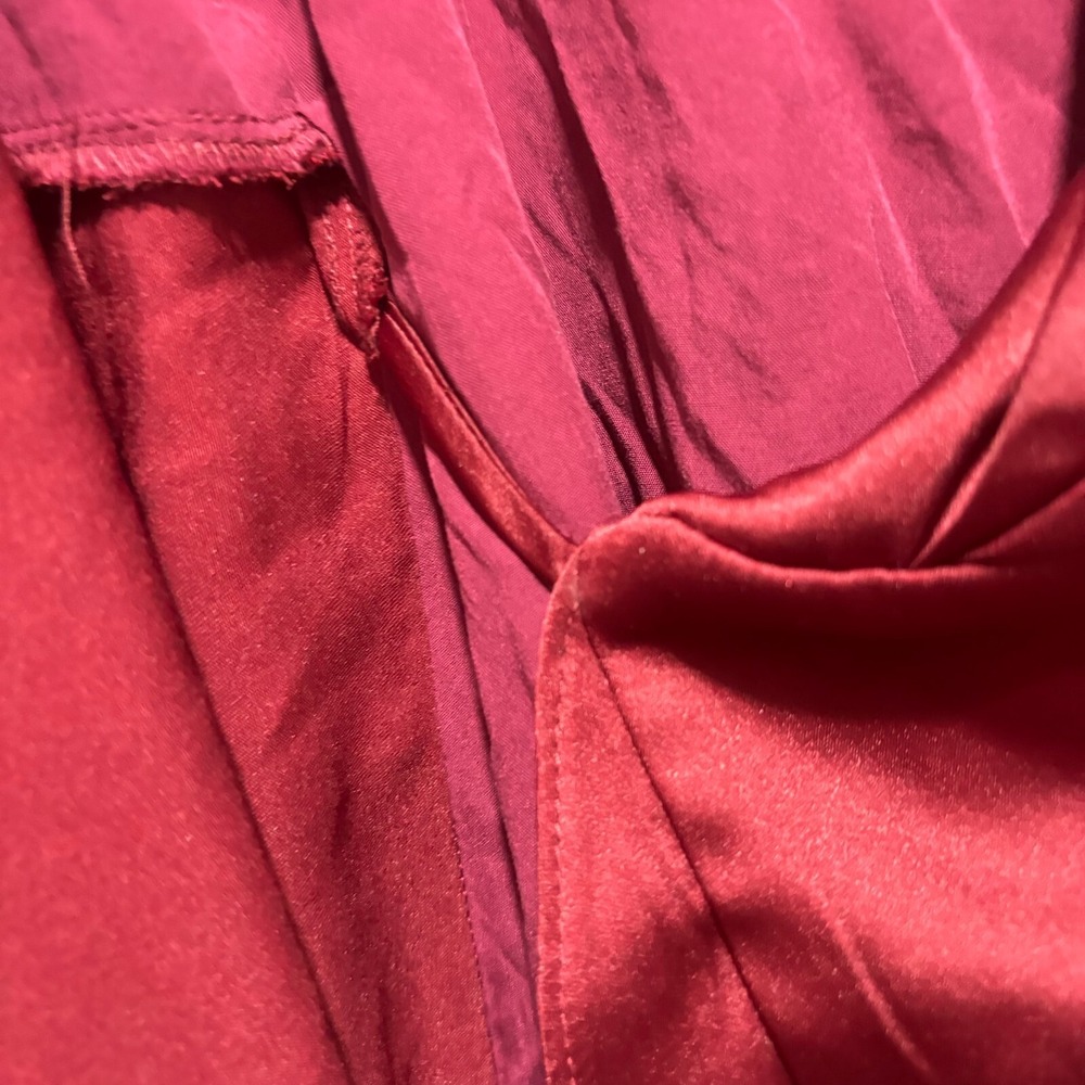 NWT Lulu's Life's Women's Ruffled Wrap Dress A Cabaret Burgundy Satin X-Large - Picture 8 of 11